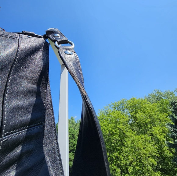 COACH Zoe Black Leather Hobo Shoulder Handbag w/Silver Trim - Picture 8 of 8